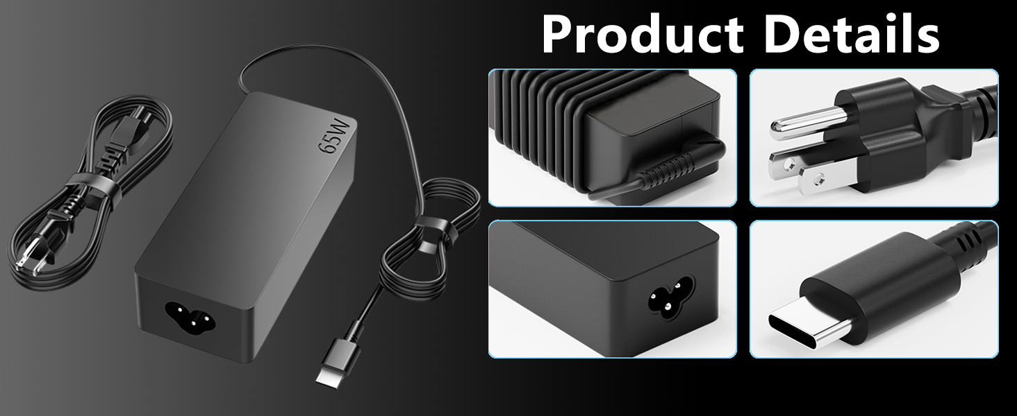 Ruilezyo 65W USB C Laptop Charger Compatible with Lenovo ThinkPad